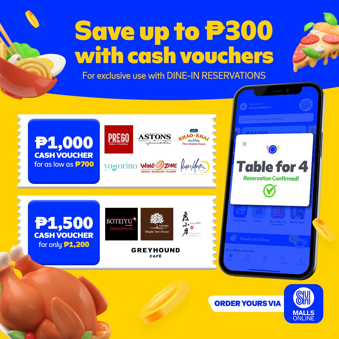 Dine Smarter with Purchasable Cash Vouchers on SM Malls Online!